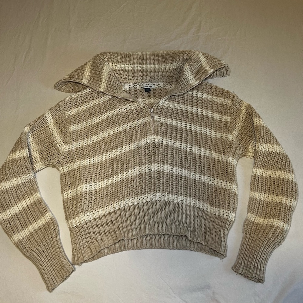 Striped Tan and Cream Sweater